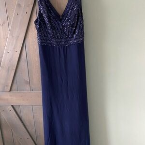 Elegant Navy Blue Sequin Dress